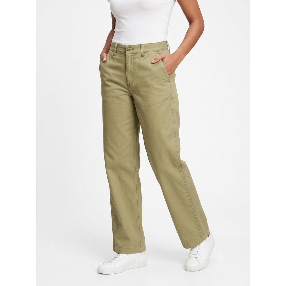 Madewell Low Slung Straight Chino Pants Womens 27 Pale Lichen Green Canvas
